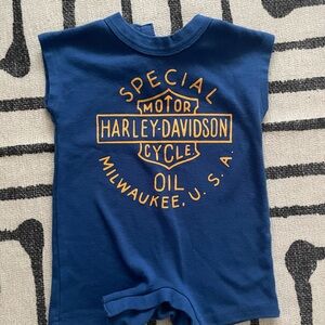 Harley-Davidson Baby Romper 6-9 Months Blue Yellow Texas Sleeveless One Piece